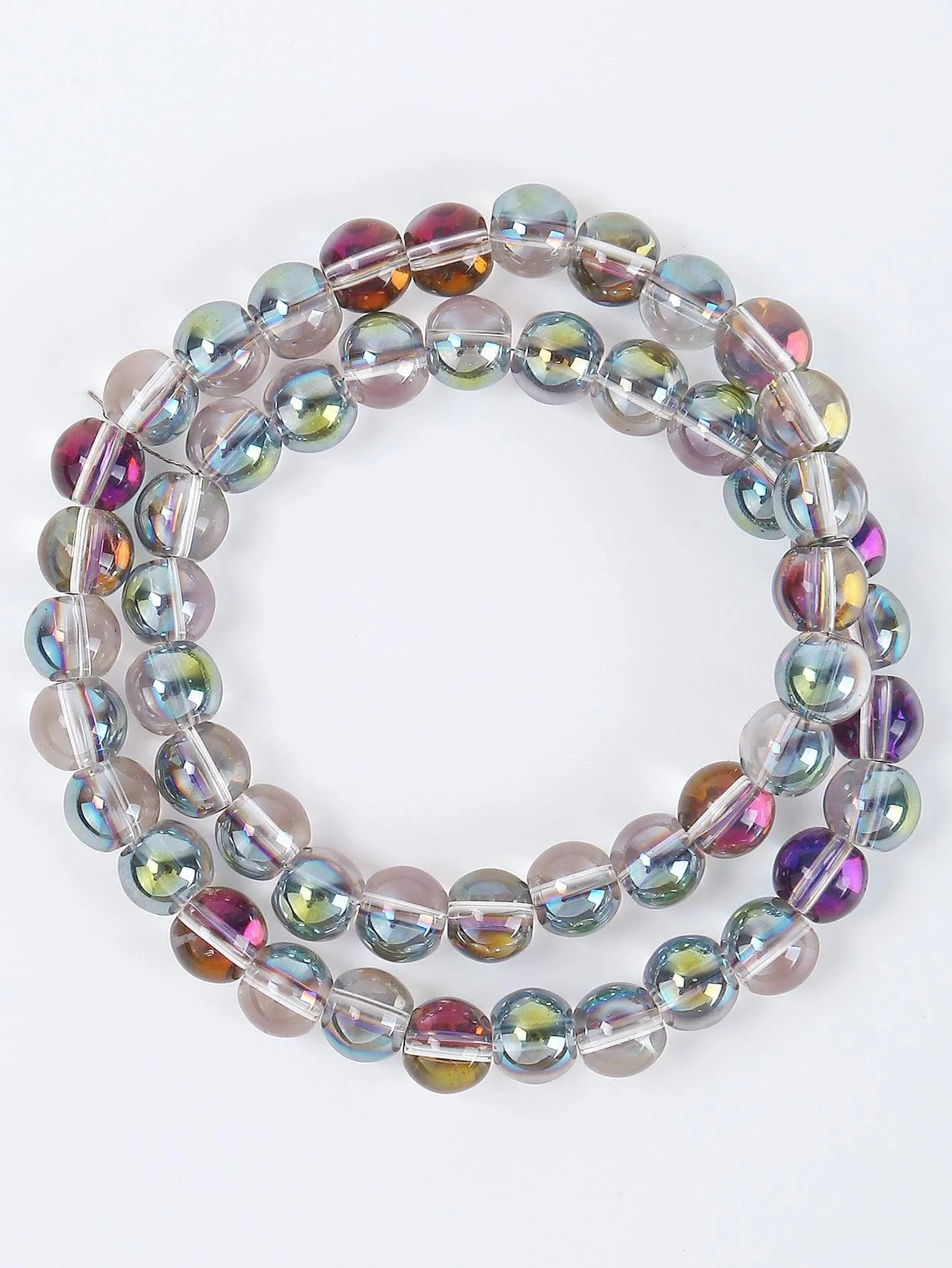 A strand of 50 pcs of 8mm two-color glitter glass beads is used for women\'s DIY jewelry making