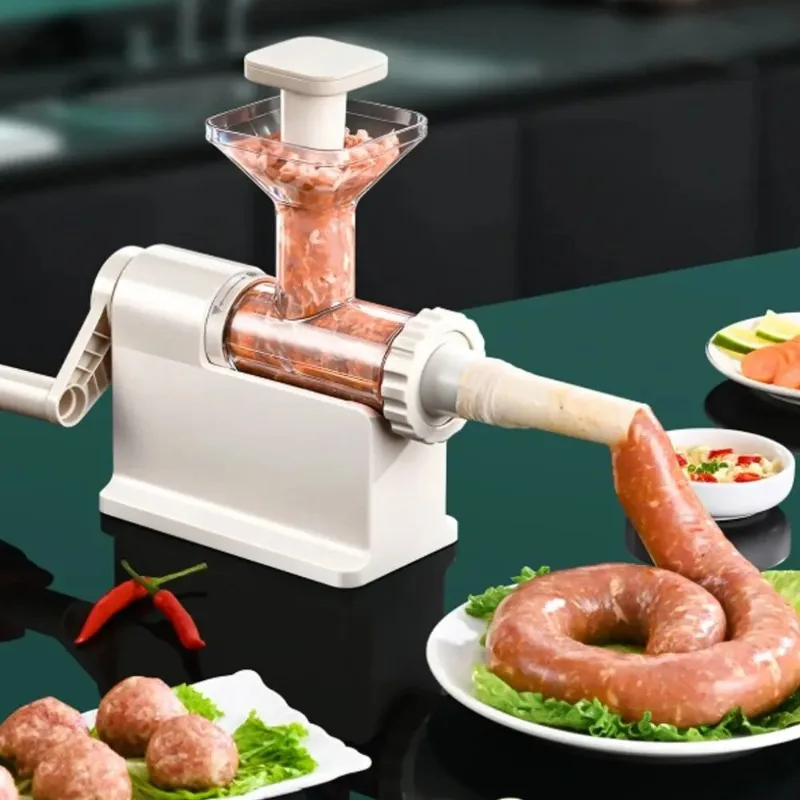 Large Capacity Manual Sausage Maker Heavy Duty with 4 Stuffing Tubes Sausage Filling Machine Handmade Food-Grade