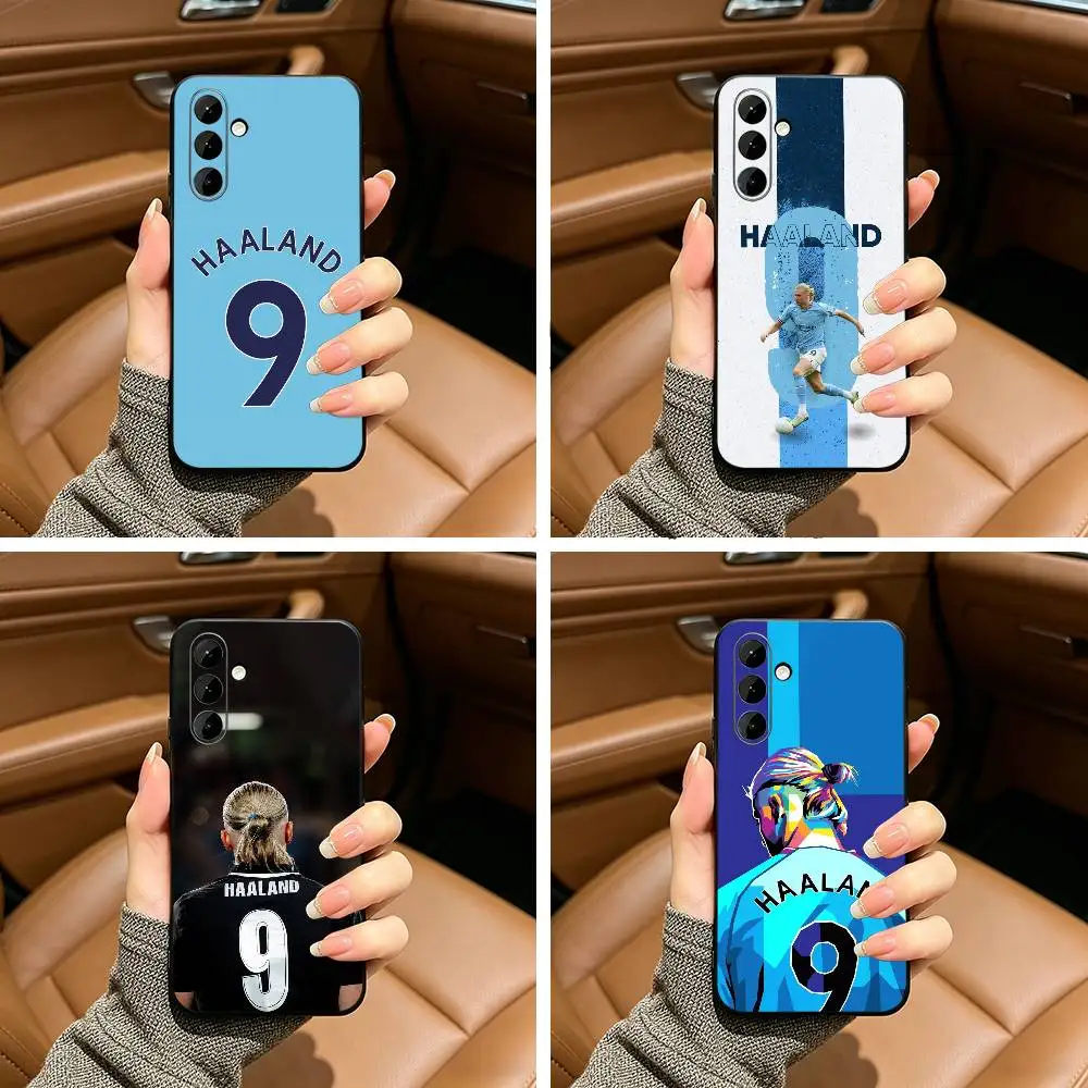 E-Erling Haaland NO 9 Soft Silicone phone Case for Samsung Galaxy A73/A71/A72/A70/A53/A52/A51 - Black