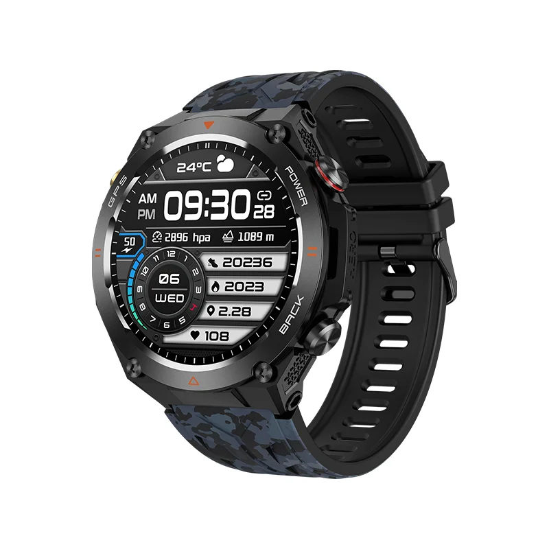 Outdoor Smartwatch AI Voice Assistant With GPS and integrated Compass Bluetooth call Heart Rate monitor 650mAh Battery Wristband