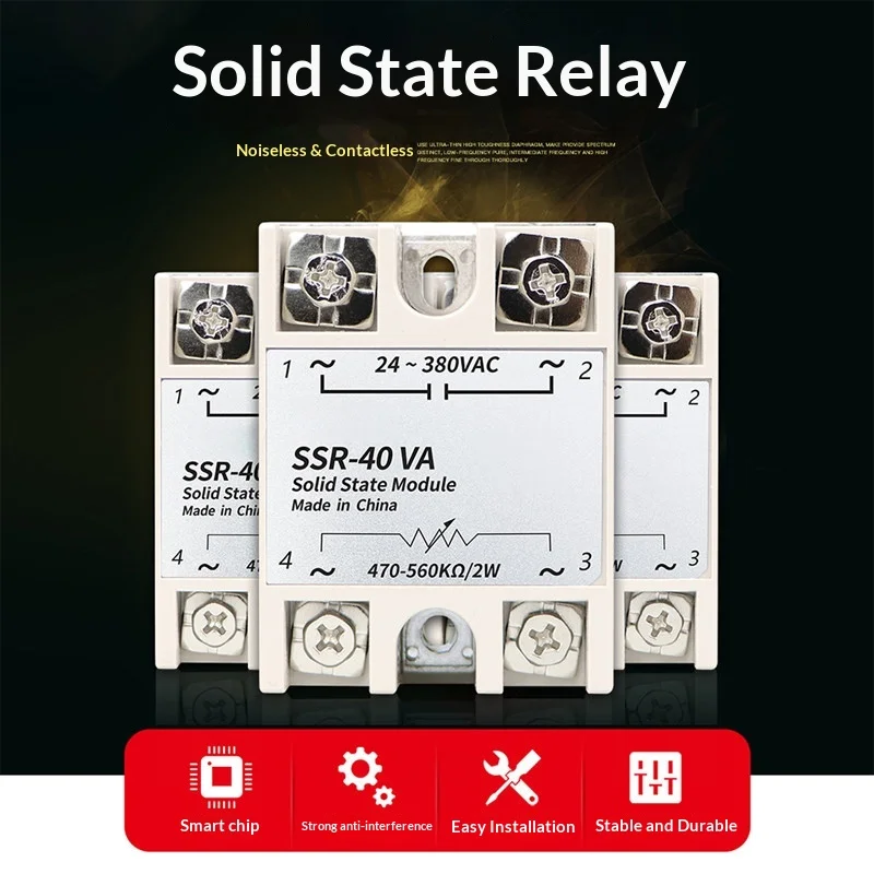 Single-phase solid state relay 220V DC controlled AC SSR-40DA small 12V24V solid state relay module