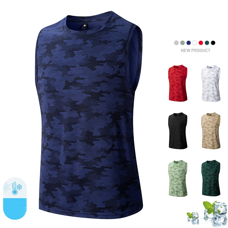 Sleeveless T-shirt Men Quick-drying Fitness Bodybuilding Shirt Male Fashion Basketball Vest Mesh Breathable Summer Gym Tank Men