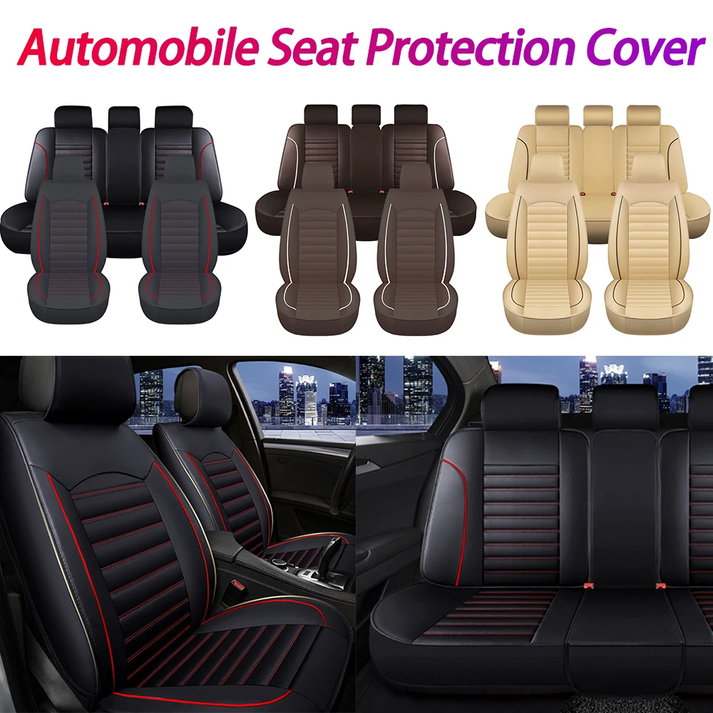 

Full Set Leather Automobile Seat Protection Cover Universal Car Seat Covers Soft Automotive Covers Cushion for Car Truck SUV Van