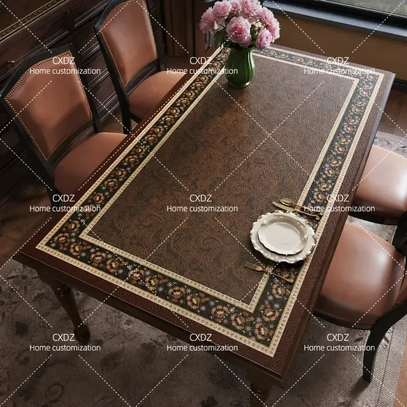 American retro dining table mat, antique waterproof, oil-proof and anti-scalding coffee table tablecloth 2026 new desktop