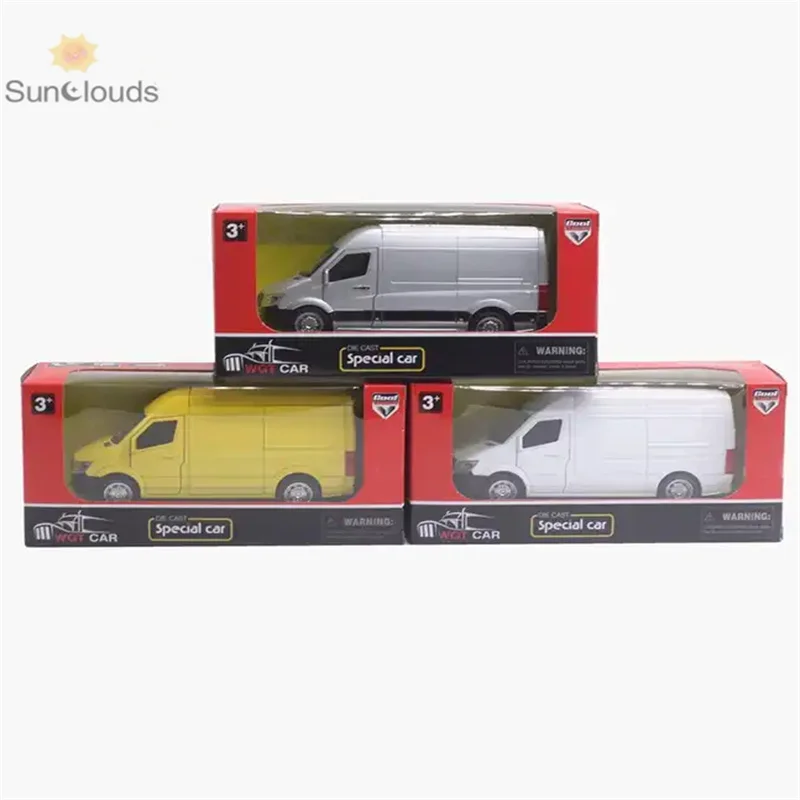 Interesting child die-casting 4-door door simulation business van model, sound and light car toy