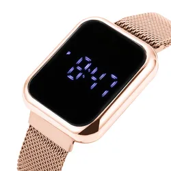 Casual Digital Watch for Men and Women Milanese Metal Watchband LED Sport Watch Unisex Magnetic Buckle Women's Watches