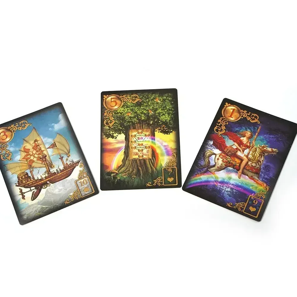 Baraja de Tarot de Lenormand, 11x6,5 cm, borde dorado para cartas de juego de adivinación, 44 piezas