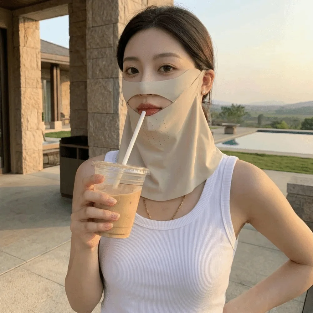 Thin Cabin-style Face Shield Breathable UV-proof Material Neck-protecting Sunshade Can Drink Water Neck Protection