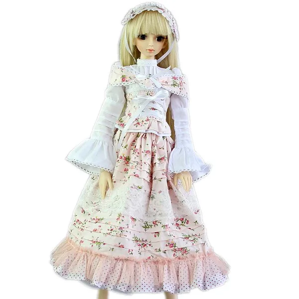 

[wamami] Pink Floral Print Maid Dress For 1/4 MSD AOD Doll Dollfie Outfits
