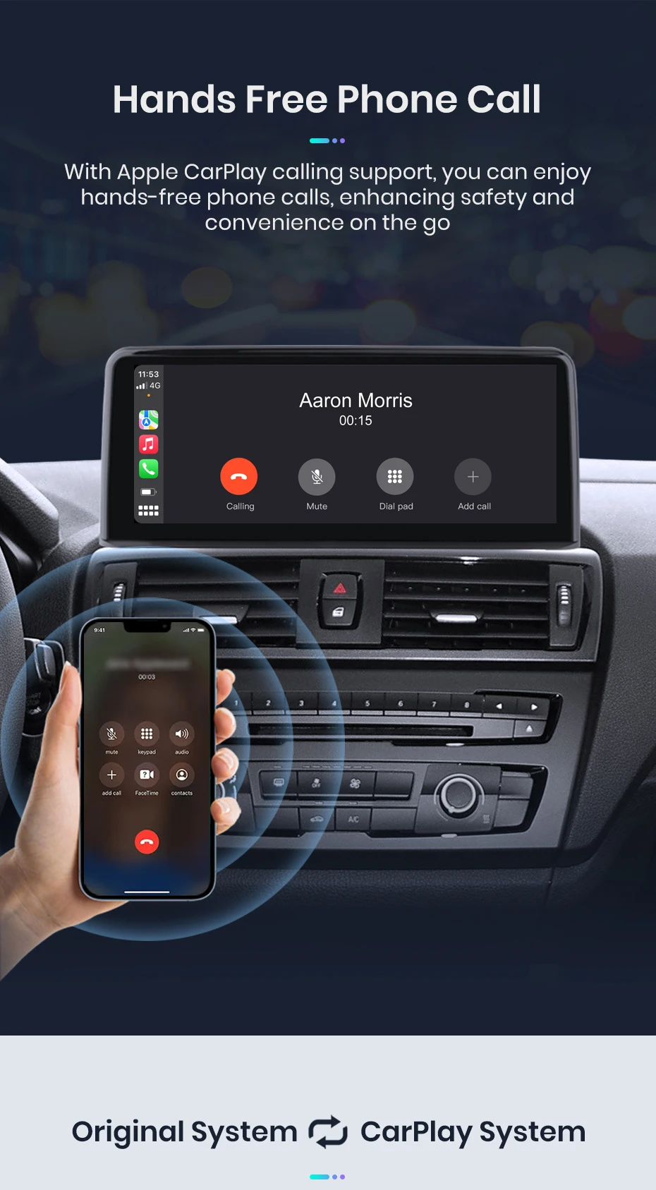 Junsun 10,25'' Multimedia-Touchscreen für BMW 1/2/3/4 Serie F20/F21/F22/F30/F31/F33/F34/F36 2012-2021 Wireless Carplay Android Auto NBT EVO System Bluetooth GPS Navigation Stereo – Detail 9