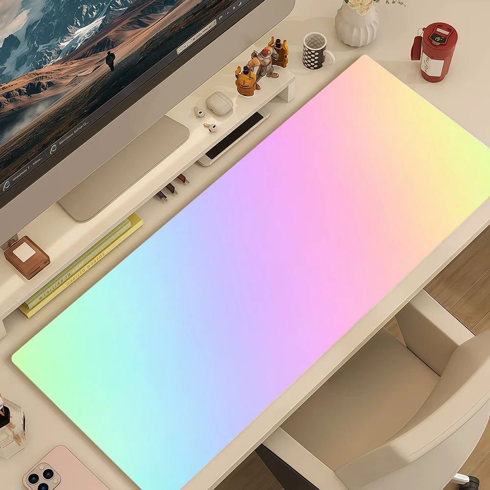 Rainbow Gradient Glitter Texture Mouse Pad Large Non-slip Lockedge Desktop Computer Desk Mat Keyboard Office Gamer Student