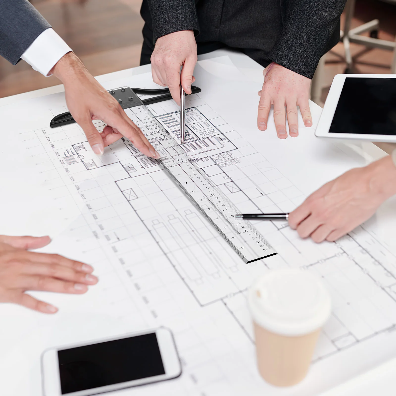 ไม้บรรทัด 18 นิ้ว แบบใส อเนกประสงค์ สำหรับงานประดิษฐ์ วิศวกรรมสถาปัตยกรรม อุปกรณ์ทำเครื่องหมายที่มีความแม่นยำ