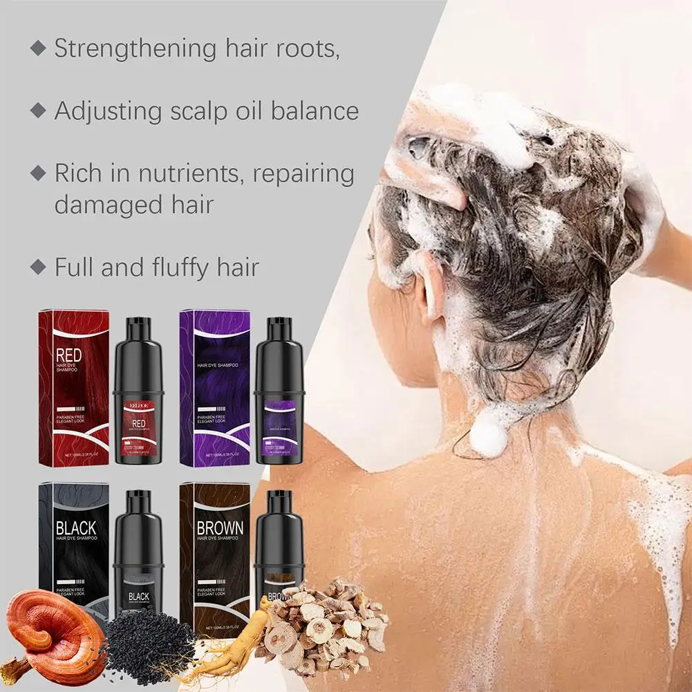 Care Hair Dyeing Shampoo Covering Gray Hair Hair Dyeing Natural Plant Hair Dyeing Shampoo Rich Color Suitable All Hair Type100ml