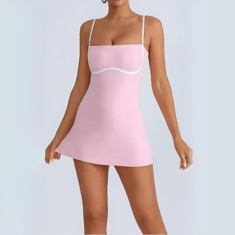 Abito da tennis anti-luce Sport Fitness Alta elasticità traspirante Golf Badminton Abbigliamento da allenamento per esterni in un unico pezzo Tuta da yoga per palestra