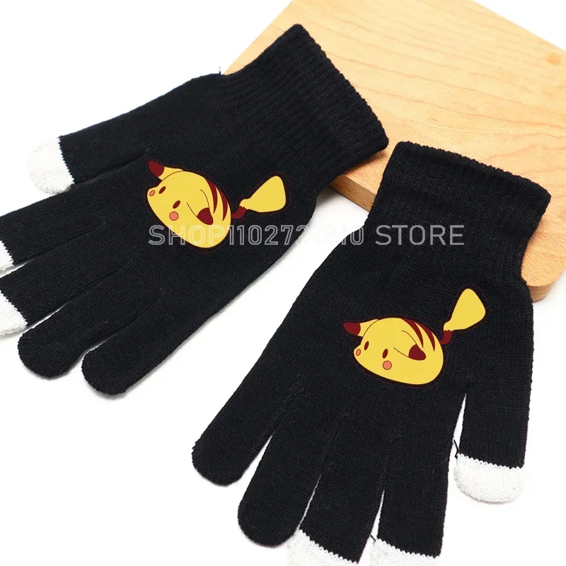 ถุงมือโปเกมอน ฤดูใบไม้ร่วง ฤดูหนาว ถุงมือหน้าจอสัมผัสโทรศัพท์มือถือแบบอุ่น ถุงมือขนสัตว์อุ่น ถุงมือเล่นโทรศัพท์ลายการ์ตูนพิคาชูสุดน่ารัก ของขวัญ