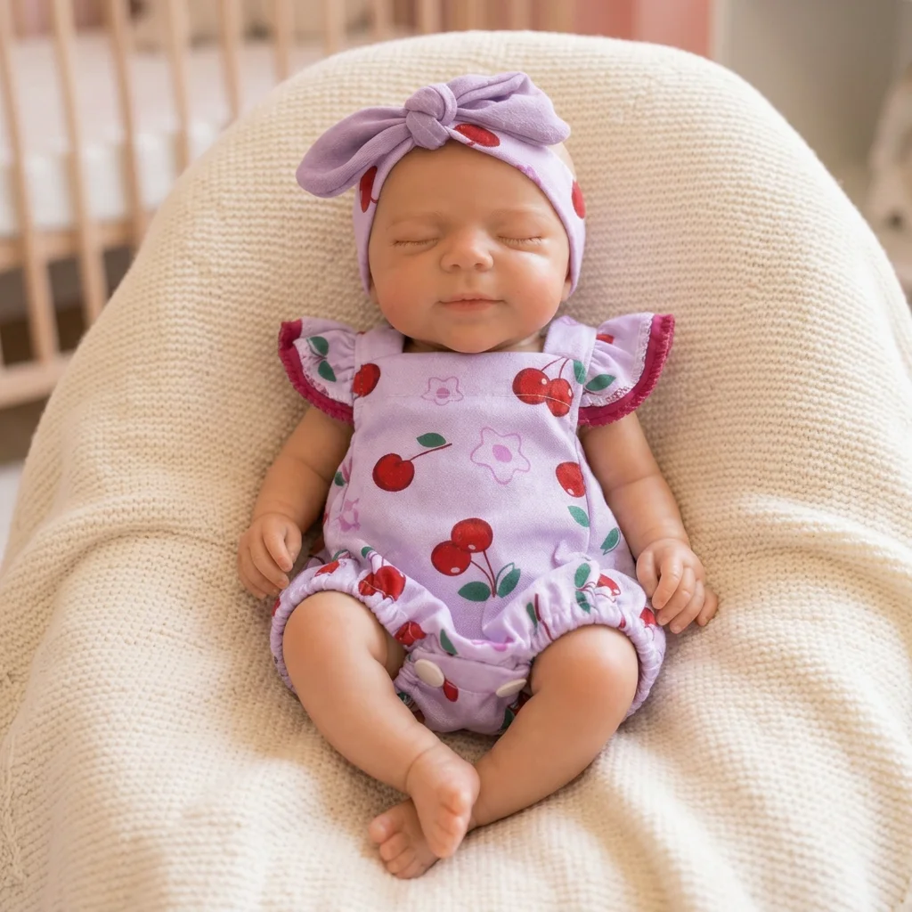 13 Inch Full Body Solid Silicone Pascale Reborn Doll Closed Eyes Sleeping Design Hand Painted Waterproof Lifelike Collectible