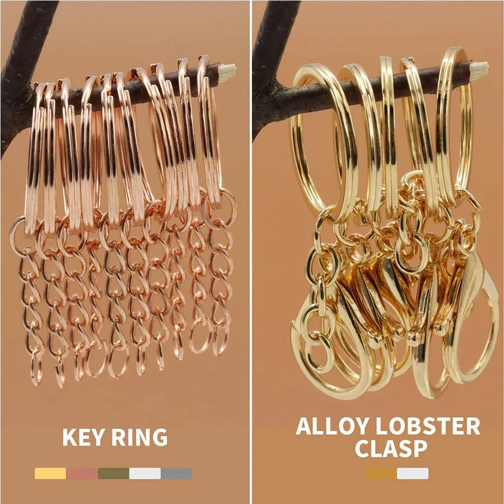 

1Set Metal Key Rings with Lobster Clasp Strong Secure DIY Key Holder Tools Easy Install for Keys Car Elevator Cards Crafts USB