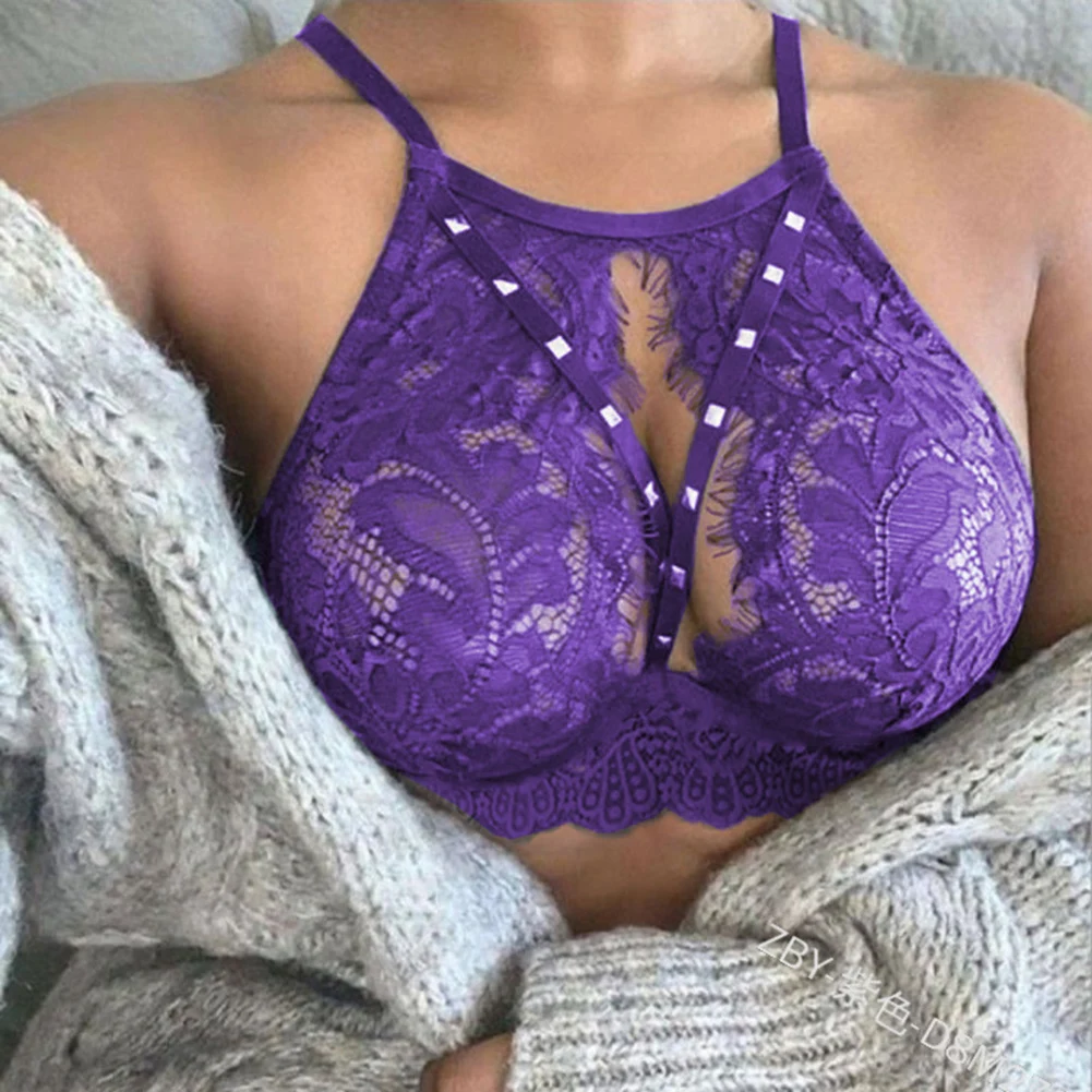 Underwear Bralettes Hot Lingiere Women Bra Elegant Lace Calcinha Sheer Comfortable Hollow Blouse Breathable Tee Sexy Bras Bikini