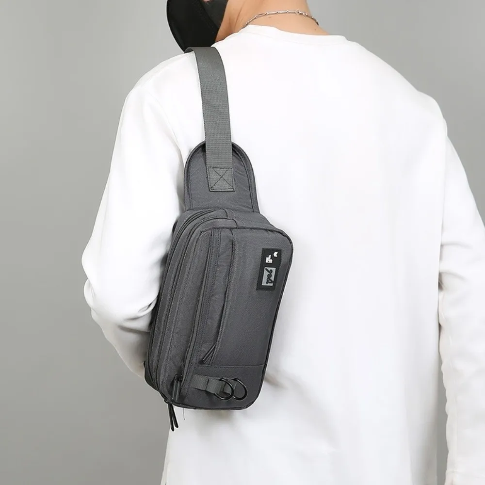 

Shoulder Bag Men Crossbody Bag Large Capacity Phone Pouch Nylon Waist Bag Zipper with Multiple Pockets Chest Bag School Office