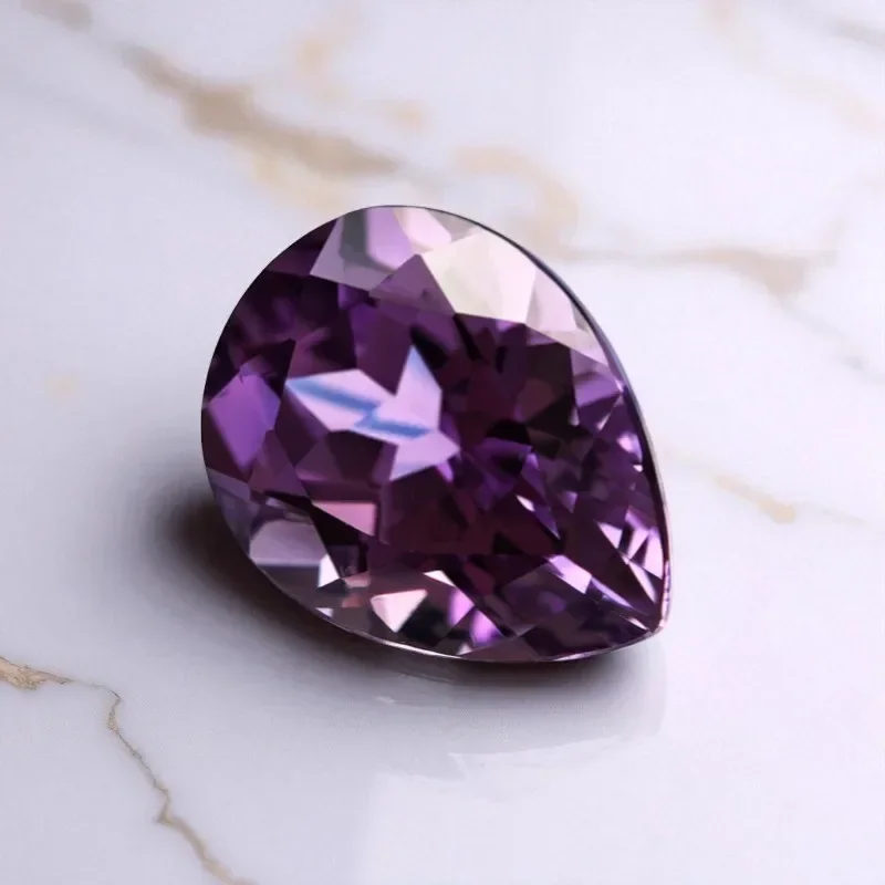 

Purplish Blue Color Lab Grown Sapphire Pear Cut VVS1 Gemstone For Charms Diy Jewelry Making Ring Optional Certificate AGLifica