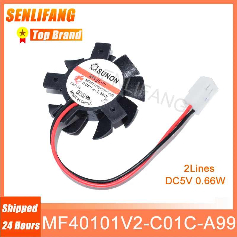 New MF40101V2-C01C-A99 37MM Pitch 20-26-26MM Graphics Card Silent Fan For SUNON Cooler DC5V 0.66W 2-Line