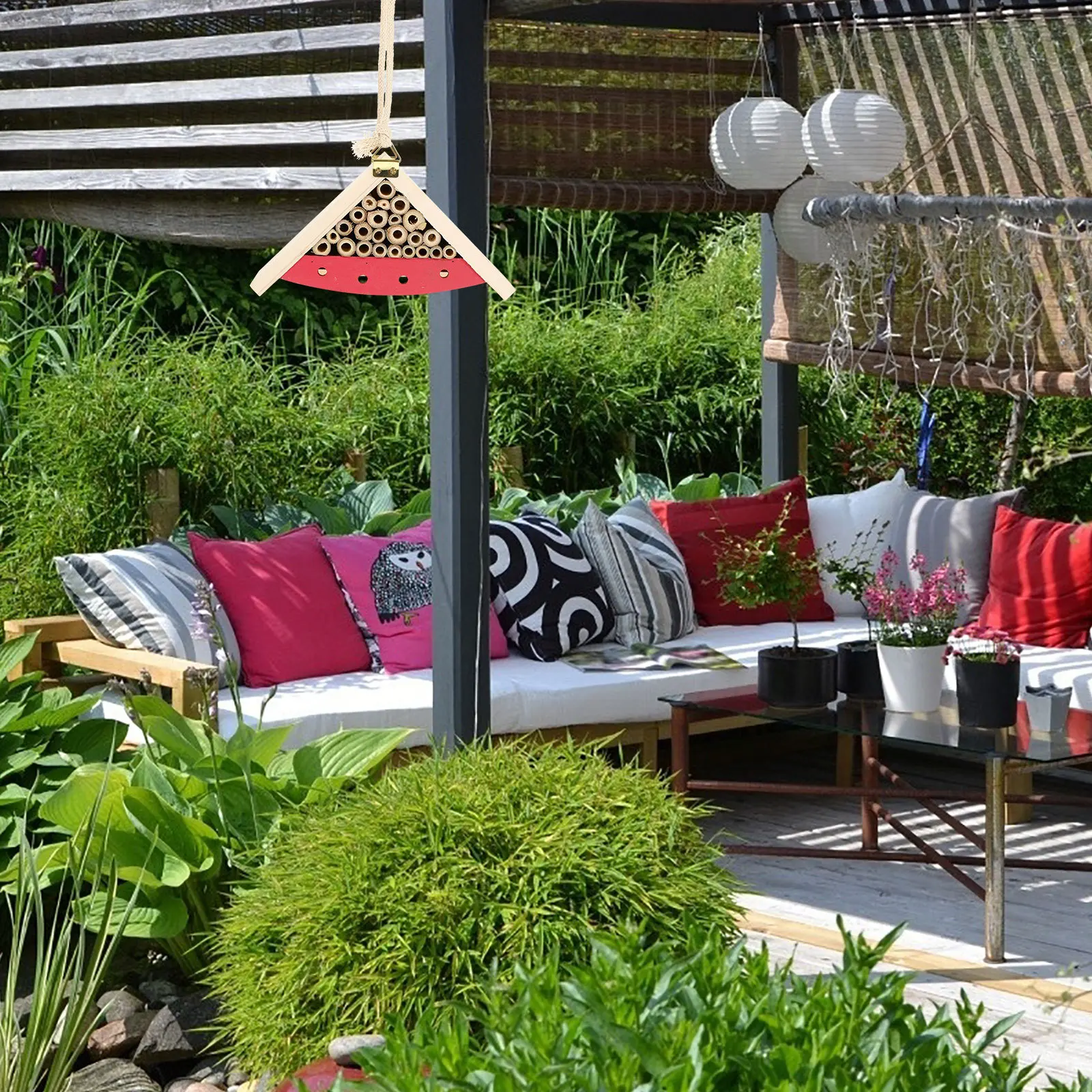 

1pc Hanging Cabin House Garden Decorative Insect Cabin For Bee Breeding Hanging Bee Habitat Nest