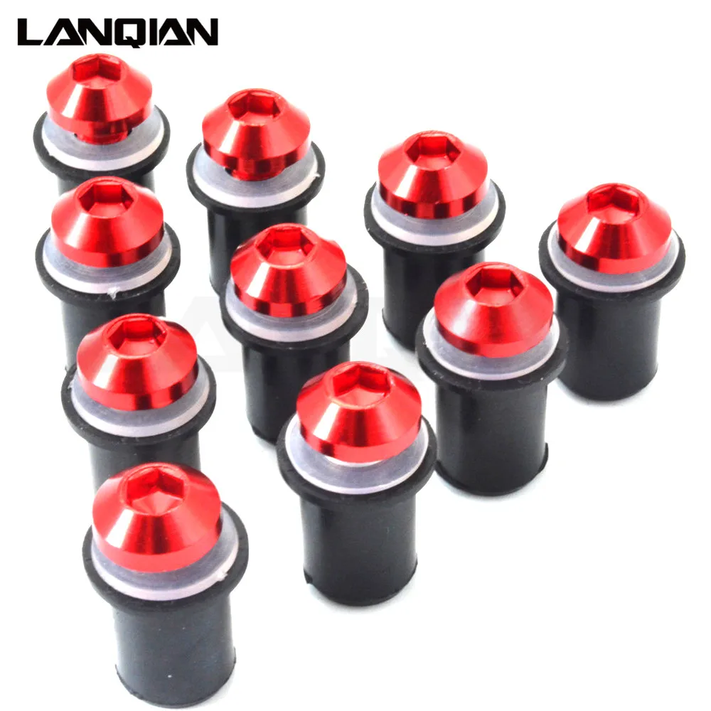 10pcs Windshield Screw Nut Sets Windscreen Aluminum Bolt Kit for Yamaha YZF R1 R6 FZS 1000 Easy to Install