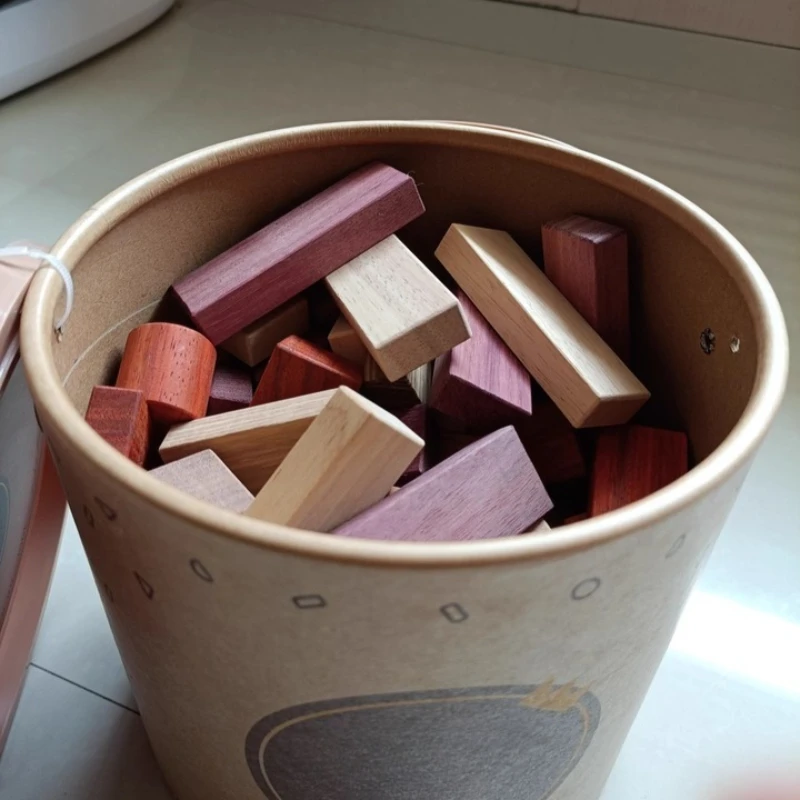 اللبنات الخشبية الصلبة ألعاب أطفال اللبنات برميل معبأة منشئ السلامة الملونة كتلة التراص لعبة البناء