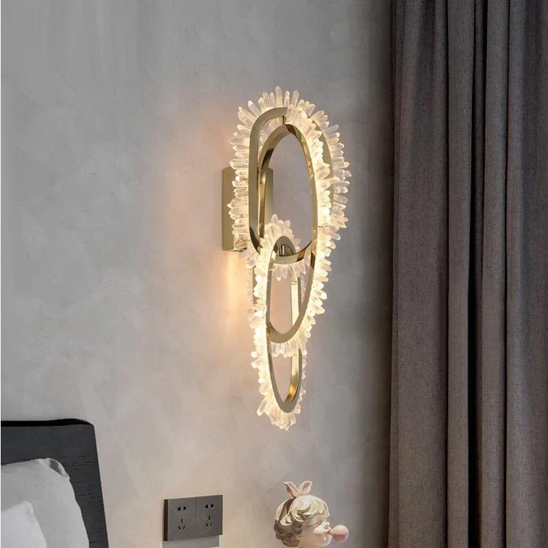 Modern luxury living room crystal wall lamp lighting bedroom stainless steel handmade Nordic designer creative irregular shape