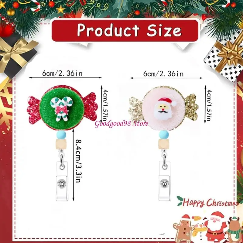 Christmas Card Badge Holder Clip Set of 5 for School Pass and Daily Office Carry 