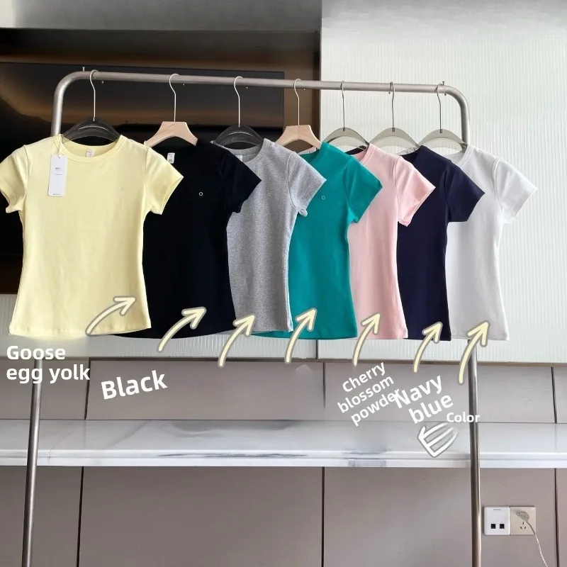 Camisetas Sólidas de Verano para Mujer, Estilo Deportivo, Manga Corta, Color Blanco y Negro, Corte Holgado, Cuello Redondo