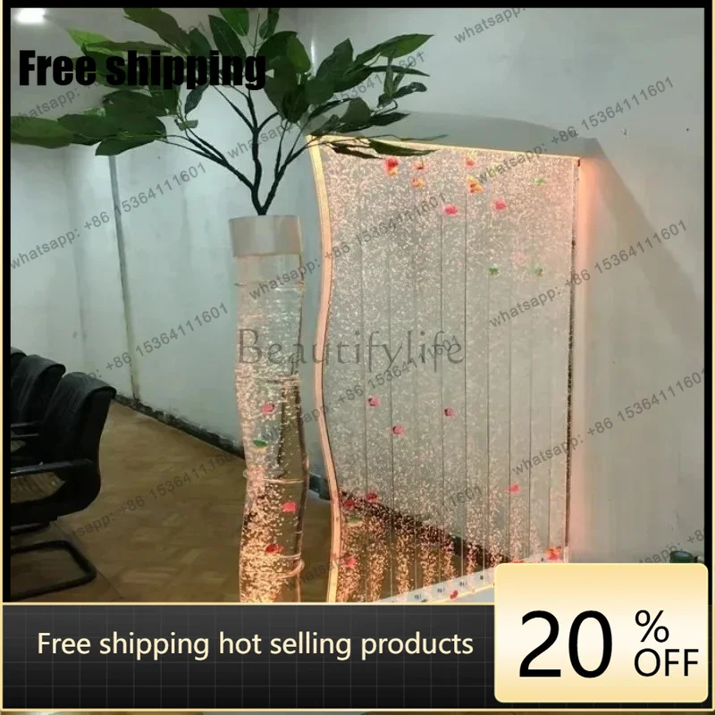 

zj. WM Large Acrylic Screen Water Curtain Wall Water Bubble Wall Creative Fish Tank Aquarium Hallway Partition Can Be Customized