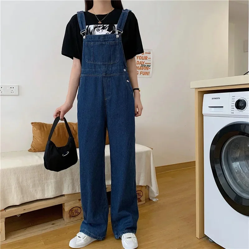 

Jumpsuit Women's Jeans Rompers 2026 New Retro Bib Pants Loose Denim Overalls Female Casual Fashion Large Size Wide-leg Overalls