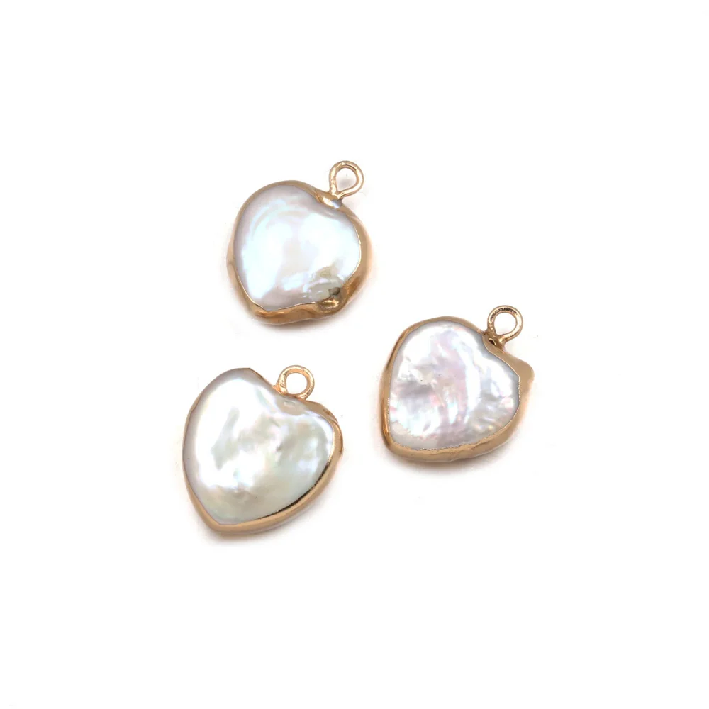 Natural Freshwater Pearl Pendants 16x19mm Heart Shaped High Luster Smooth Surface Premium Raw Beads for Daily Wear Necklaces