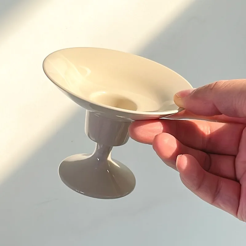 Minimalist High Foot Ceramic Incense Holder Wide Mouth Ash Catcher Incense Burner for Stick Incense Home Tea Room Desktop Decor