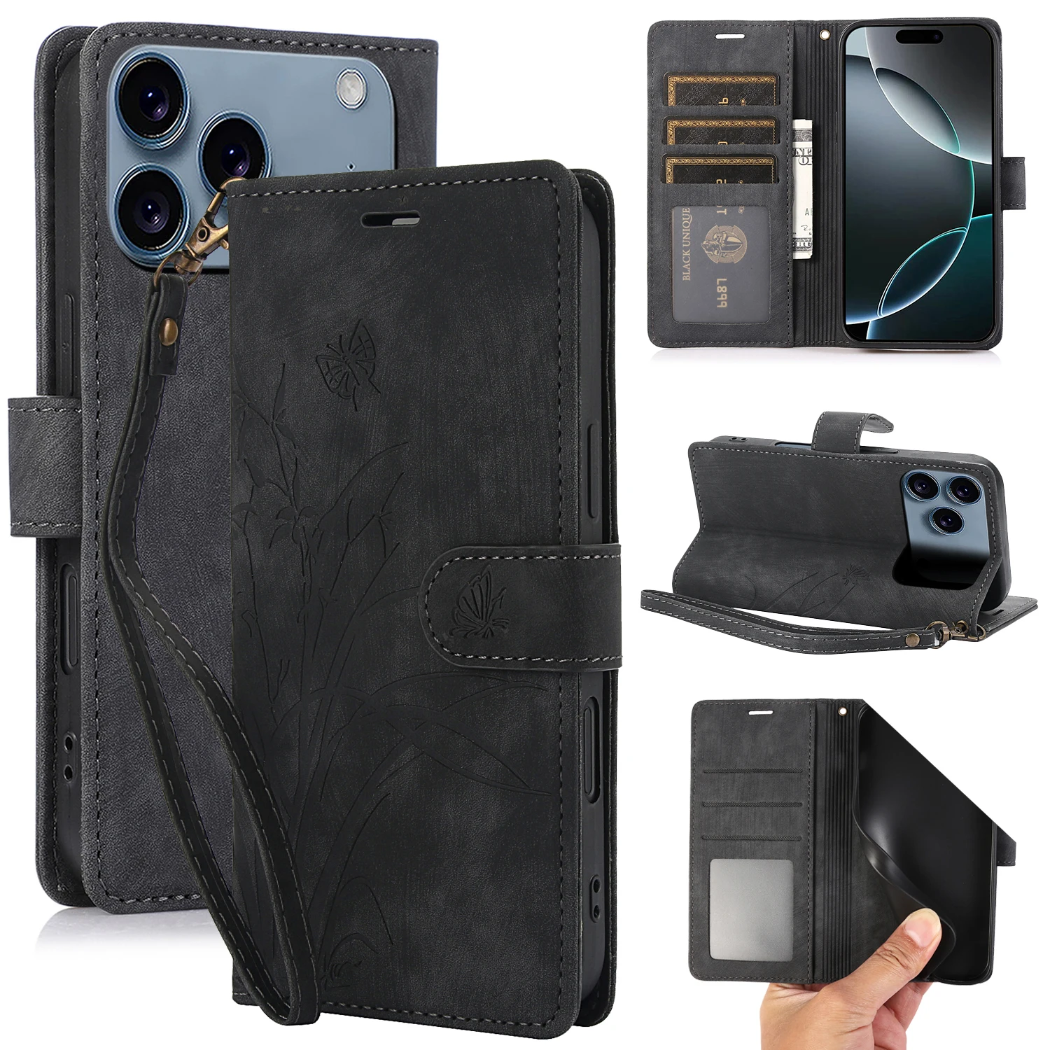 Luxury Wallet Leather Card Holder Case For iPhone 18 Pro Max 17 16 15 14 13 12 11 Pro Max Plus Shockproof Back Cover Accessories