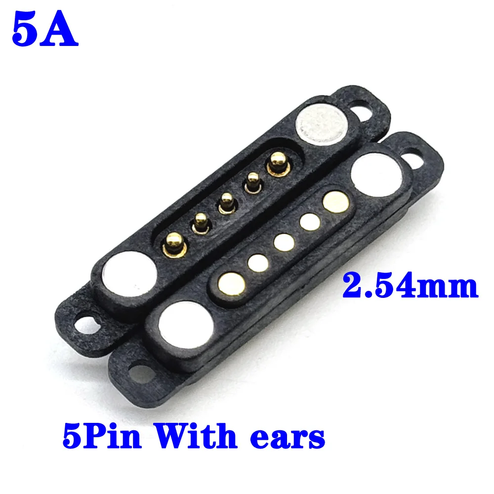 1sets DC 36V 5A Waterproof Magnetic Pogo Pin Connector 7Pin With Ears Pogopin Male Female Spring Loaded DC Power Socket