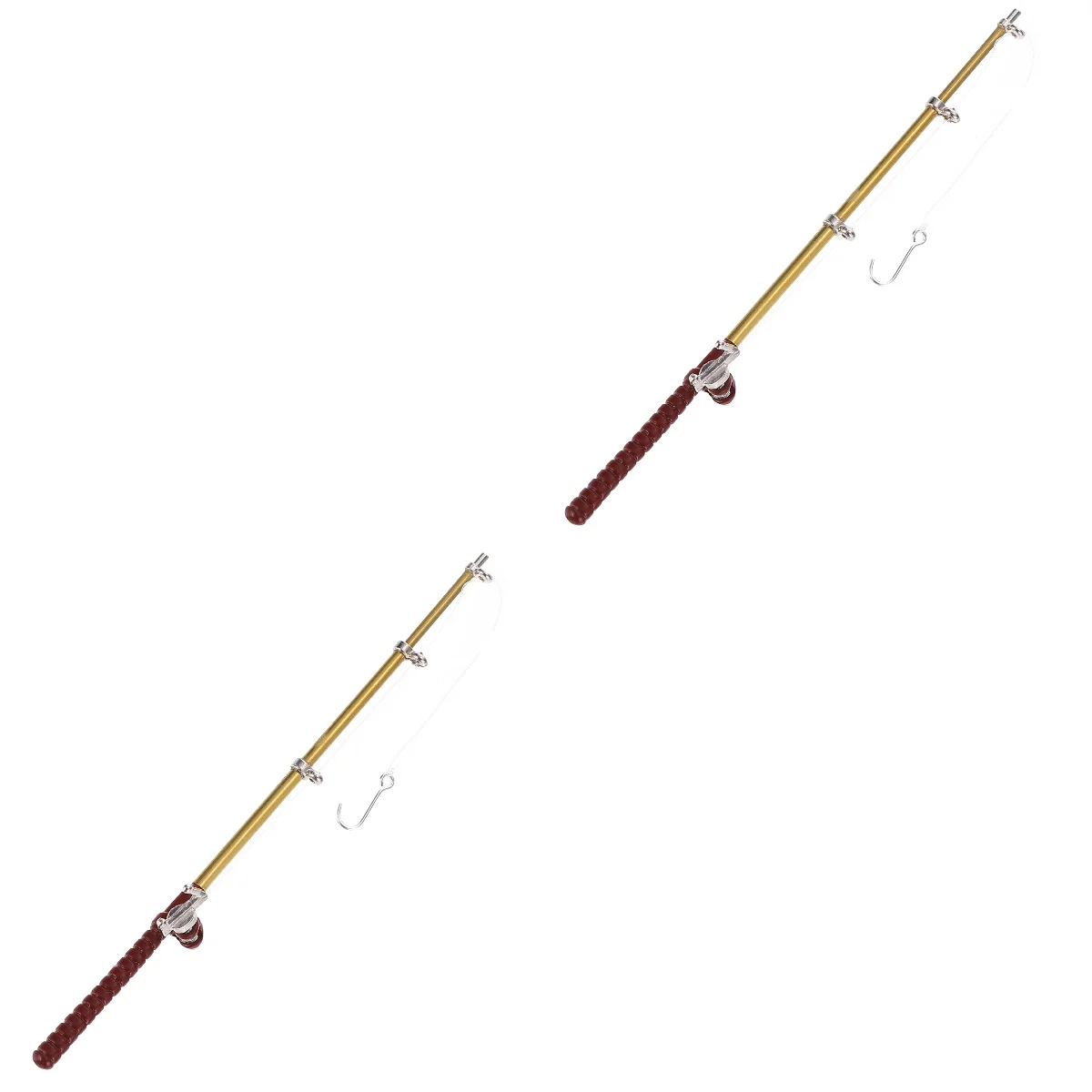 

2 Pack Mini Fishing Rod Small Ornament Toys Duck House Supplies Alloy Miniature Model Pole Preschool Telescopic