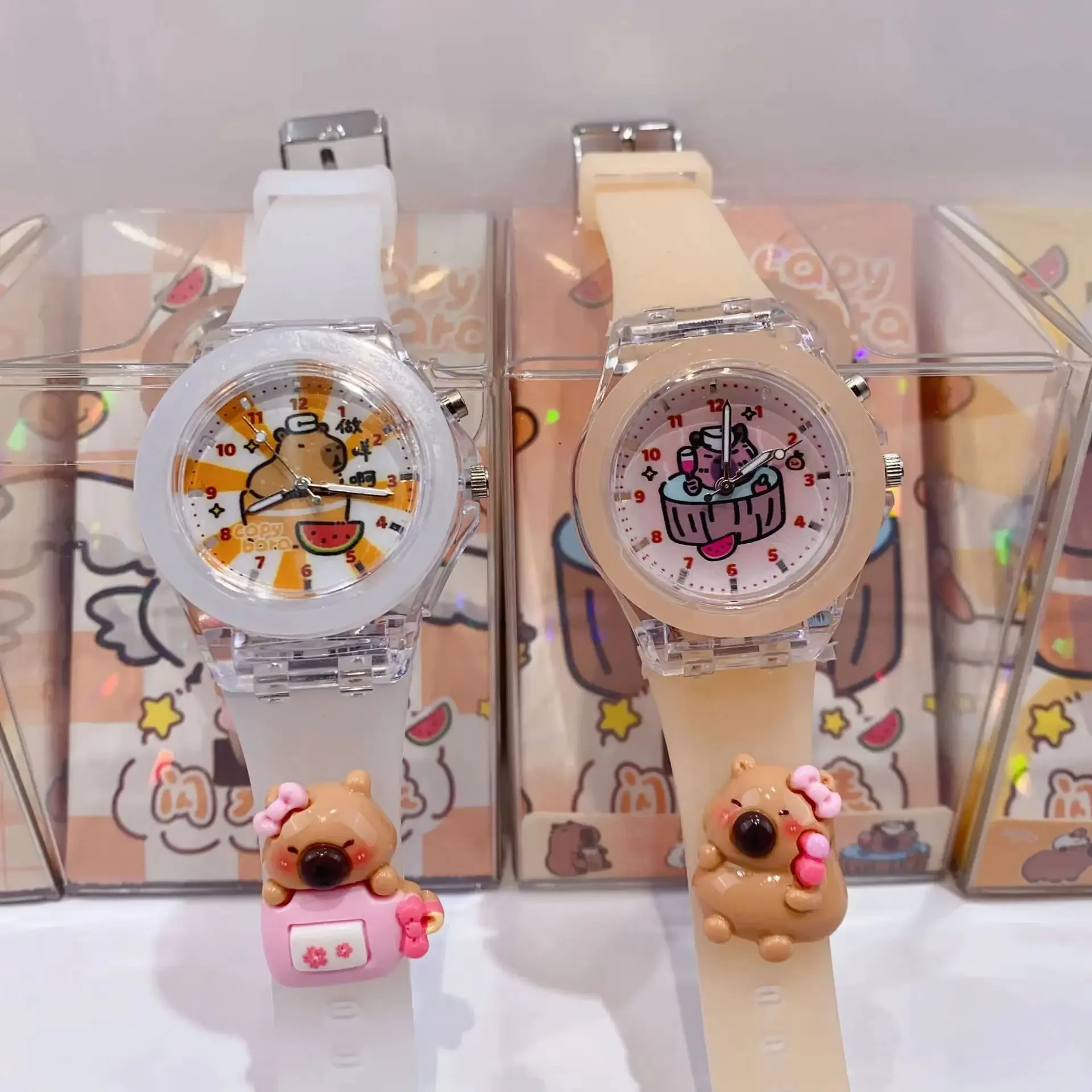 جديد كابيبارا كارتون ساعة ثلاثية الأبعاد كارتون هدايا أعياد ميلاد للأطفال فتاة قديمة صبي الأطفال وقت الدراسة لعبة ساعة بطارية احتياطية مجانية #4