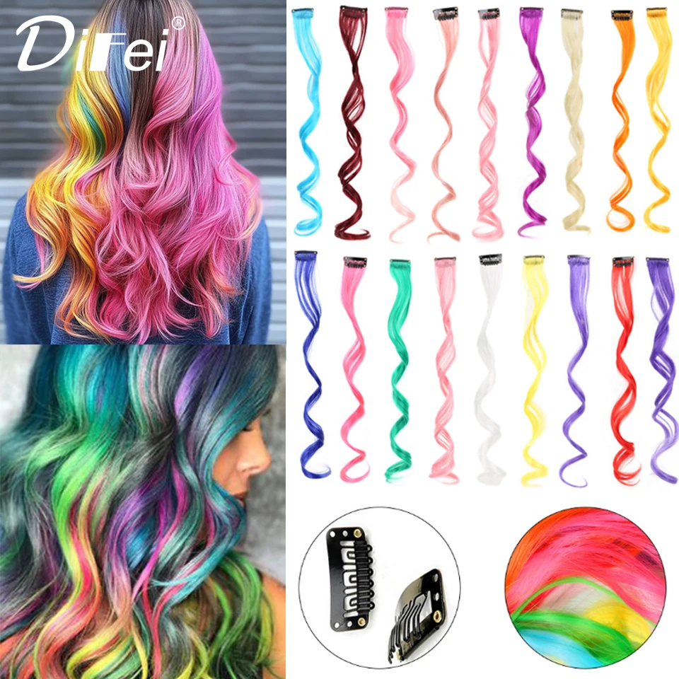 A Clip-on Curly Hair Piece Synthetic Wig Girl Color Highlights Lively Natural Wig Long Curly Hair Piece Hair Piece