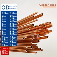 Copper tube OD1.5-16mm length300 500mm Round  Copper alloy Pipe Straight red copper  precise thickness 0.2-2