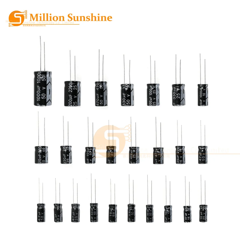 6.3V 10V 16V 25V 35V 400V 450V 1uF 2.2UF 4.7UF 10UF 1000uF 22UF 33uF 47uF 470uF 100uF 220uF อะลูมิเนียมอิเล็กโทรไลติกตัวเก็บประจุ