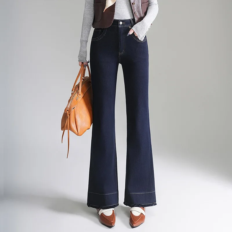 

Fashion High Waist Flared Jeans Women's Autumn Korean Style Slim Fit Stretchy Slimming Versatile Flared Long Pants