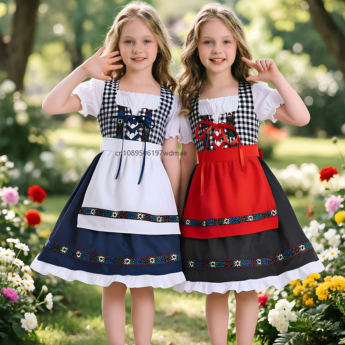 

Niño Oktoberfest Dress Bavarian Traditional Mädchen Stage Performance Costume Festival Hoilday Party Princess Cosplay Outfits