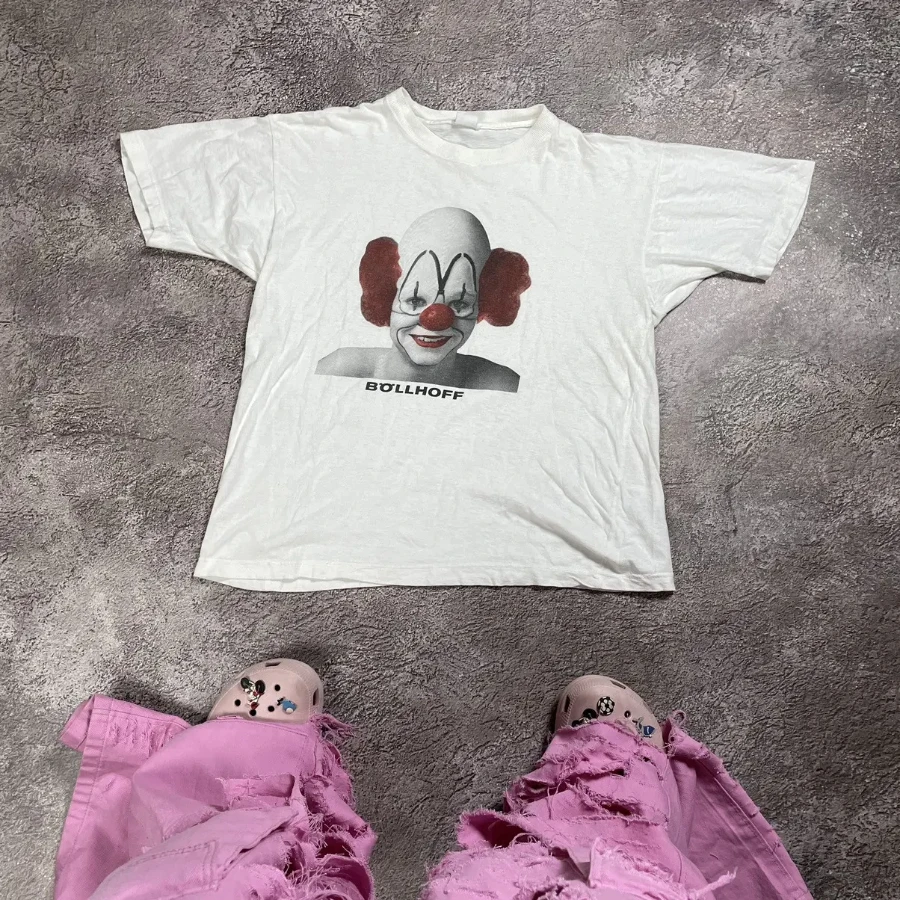 Vintage Y2K Sun Faded Clown Graphic Tee Grunge Dark Slim Oversized Punk Hip Hop T-Shirt Streetwear Oversized Loose Casual