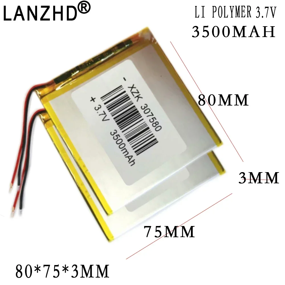 

1-10pcs 3500mAh 3.7V 307580 Polymer Lithium Li-ion Battery For GPS MP4 MP5 Tablet computer PDA children's teaching machine