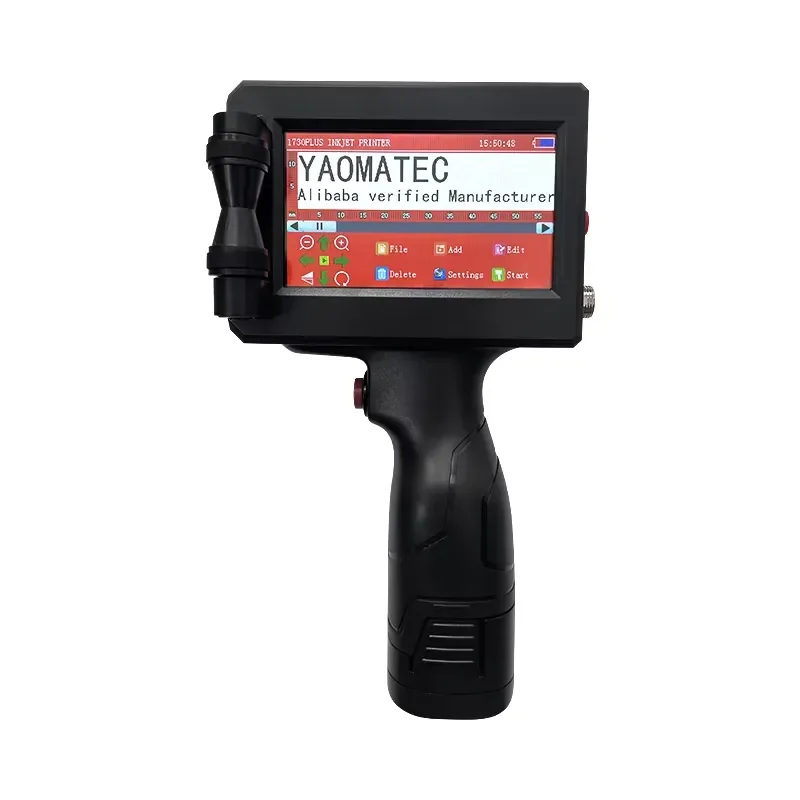 Yaomatec 12.7mm Multilingual Handheld Inkjet Printer for Logo Expiration Date Number Barcode QR Code Printing on Carton and