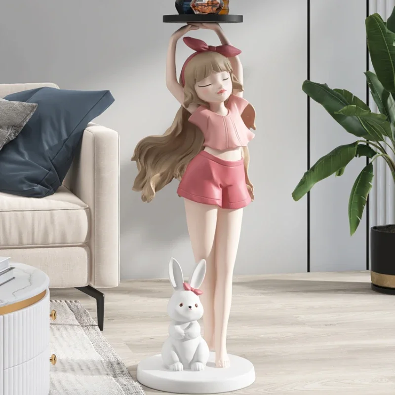 

Home Decor Nordic Creative Cartoon Girl Statues Interior Figurines Decorative Figures Tray Landing Living Room Decoration Gifts