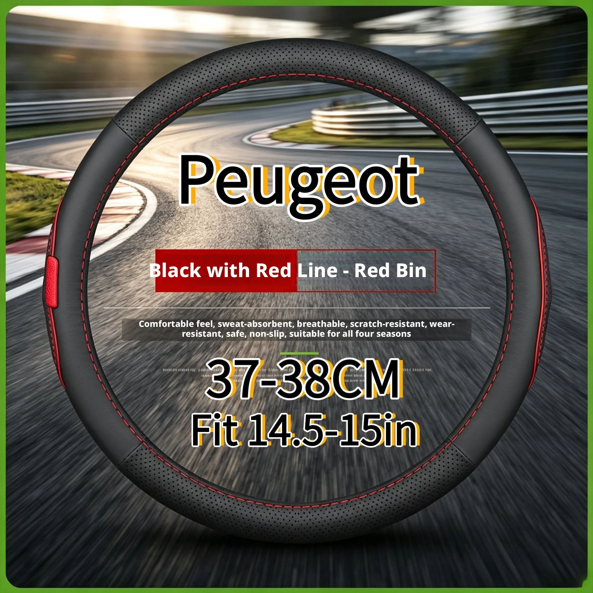 Anti slip leather car steering wheel cover suitable for Peugeot  308, 408, 508, 2008, 3008, 4008, 5008 Rifter、Partner、Traveller