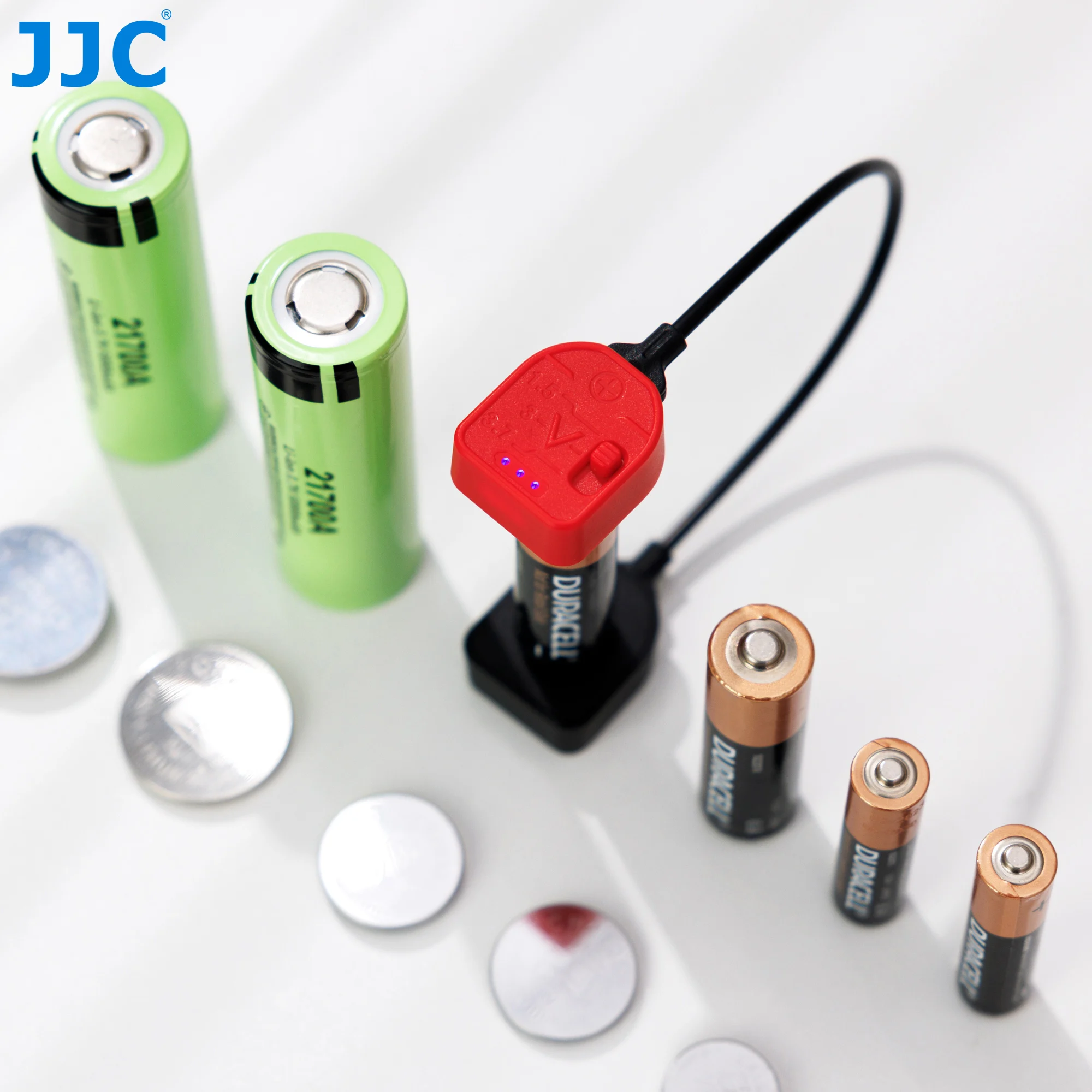 JJC جهاز اختبار بطارية مدقق اختبار قدرة البطارية محلل مدقق البطارية العالمي لبطارية AA AAA C D 18650 CR2032 CR2025